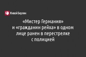 «Мистер Германия»                                                и «гражданин рейха» в одном лице ранен в перестрелке                                  с полицией