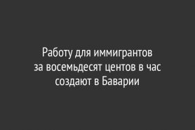 Работу для иммигрантов за восемьдесят центов в час создают в Баварии