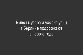 Вывоз мусора и уборка улиц в Берлине подорожают                     с нового года