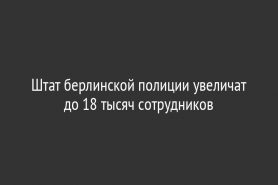 Штат берлинской полиции увеличат до 18 тысяч сотрудников