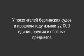 У посетителей берлинских судов в прошлом году изъяли 22 000 единиц оружия и опасных предметов