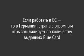 Если работать в ЕС — то в Германии: страна с огромным отрывом лидирует по количеству выданных Blue Card