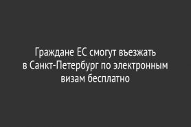 Граждане ЕС смогут въезжать в Санкт-Петербург по электронным визам бесплатно